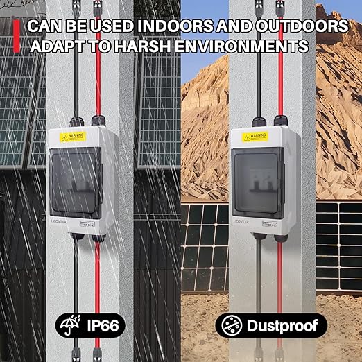 Solar Panel Disconnect Switch 100A 1000VDC Solar Shut Off Switch 2 Poles Outdoor DC Miniature Circuit Breaker Box, Waterproof UV-Proof for Solar PV Home Systems (1000V 100A)