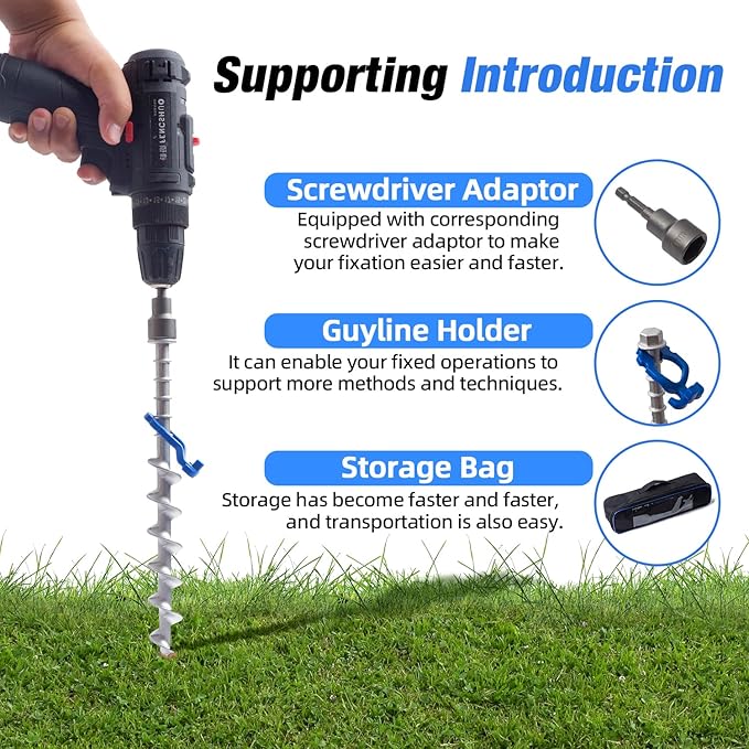 ‎Homeon Wheels 12 Pcs Camping Ground Anchors Aluminum Screw Heavy Duty Metal Non-Rust Cast Tent Anchors in Kit for Securing Animals, Tents, Canopies, Sheds, Car Ports, Swing Sets Outdoors Beach