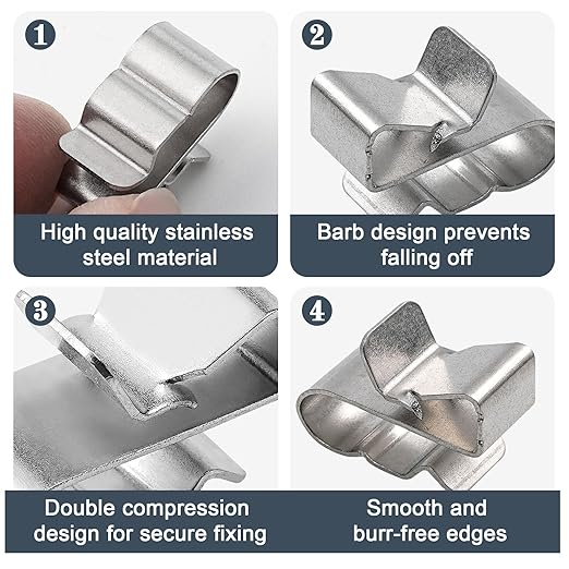 70 PCS Trailer Frame Wire Clips Stainless Steel Clip Metal Cable Clips for PV Wiring Boat Cable Solar Panel Clamps for Automotive Wires Management (Silver)