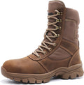 DahWe Men's Steel Toe Work Boots with Side Zipper 8 inch Lightweight Comfortable Indestructible Puncture Proof for Industrial Construction Warehouse Roofing Logger Riding Safety