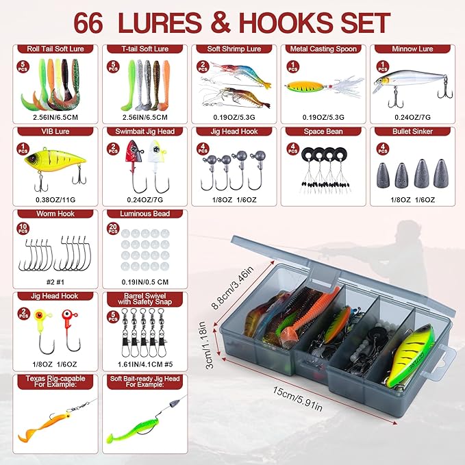 Goture Fishing Rod and Reel Combo, Red Telescopic Fishing Pole with Full Starter Kit & Carrier Bag, Portable 24T Travel Spinning Rod for Bass Trout, Freshwater Beginners Gift