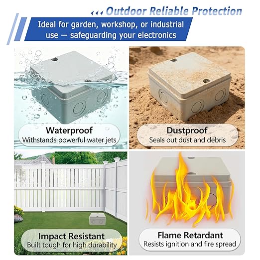NineLeaf Junction Box, Waterproof Electrical Box IP66 Water Resistant Dustproof ABS Plastic Project Enclosure for Electronics, External Size 4.2 x 4.2 x 2.3 inch (107 x 107 x 58 mm),3PK