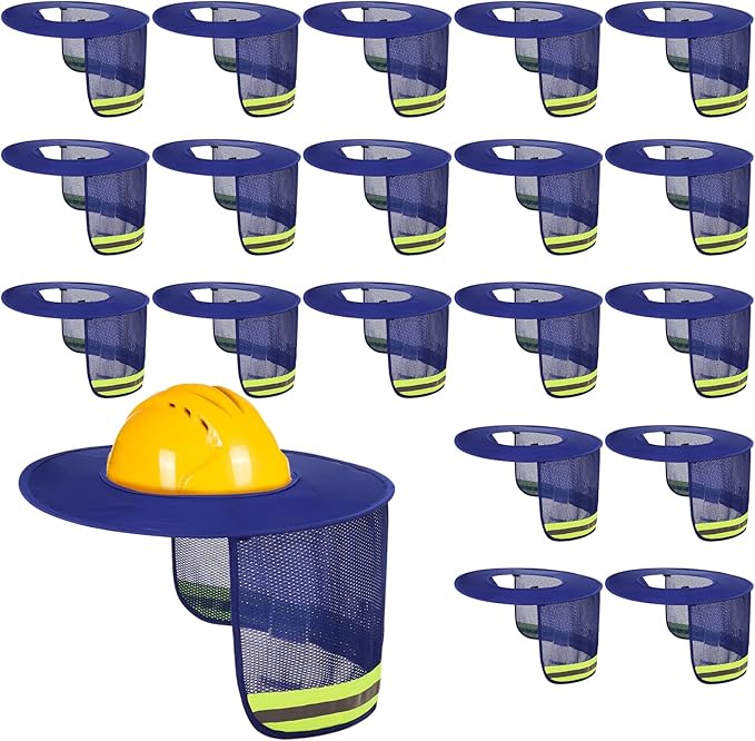 Jspupifip 20 Pack Hard Hat Sun Shade Full Brim Sun Shield High Visibility Visor with Reflective Strip for Hard Hat Accessories Construction Sites