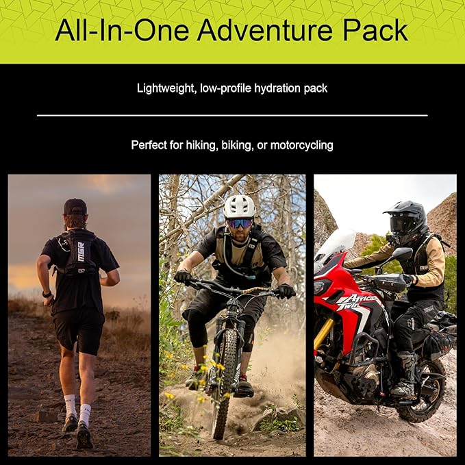MSR Low-Profile Race Hydration Pack – 2-Liter Water Bladder Backpack – Lightweight, Secure Fit for Off-Road, Dirt Bike, MTB, MX, Enduro & Adventure Riding – Black
