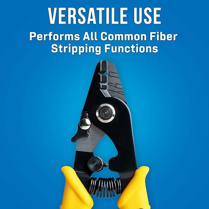 Jonard Tools JIC-375 Three Hole Fiber Optic Stripper – Strips 1.6-3.0mm Jacket, 600-900μm Buffer, 250μm Coating, Precision Tool with Angled Jaw and Safety Lock