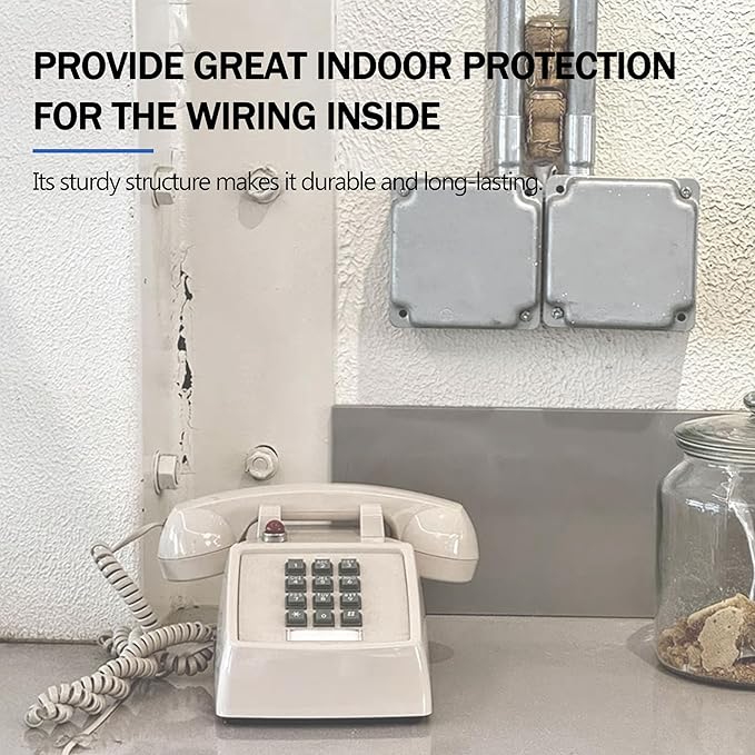 4 Inch No Hole Electrical Box Square Exposed Work Cover, Electrical Box Junction Box Cover for 4 x 4 Inch Metal Receptacle Electrical Box（pack of 2)