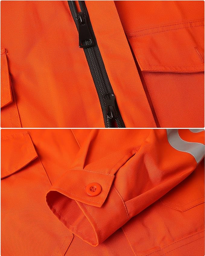 Men's Work Coverall High Visibility Overalls Mechanics Coveralls Workwear Jumpsuit with Multi Pockets