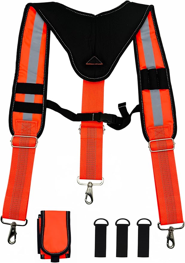 Padded Tool Belt Suspenders 3 Hook Swivel Suspenders for Tool Belt Heavy Duty Work Suspenders