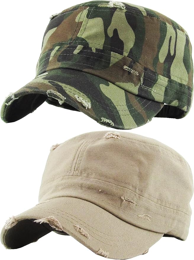 Funky Junque Distressed Military Hat – Newsboy Hats for Women, Short Brim Army Baseball Cap, Womens Cadet Hat Trendy Style