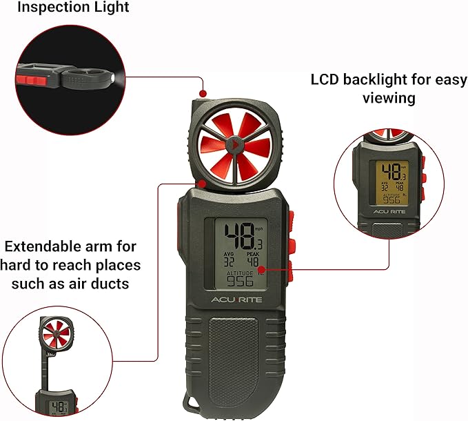 AcuRite 00256M Portable Anemometer with Inspection Light