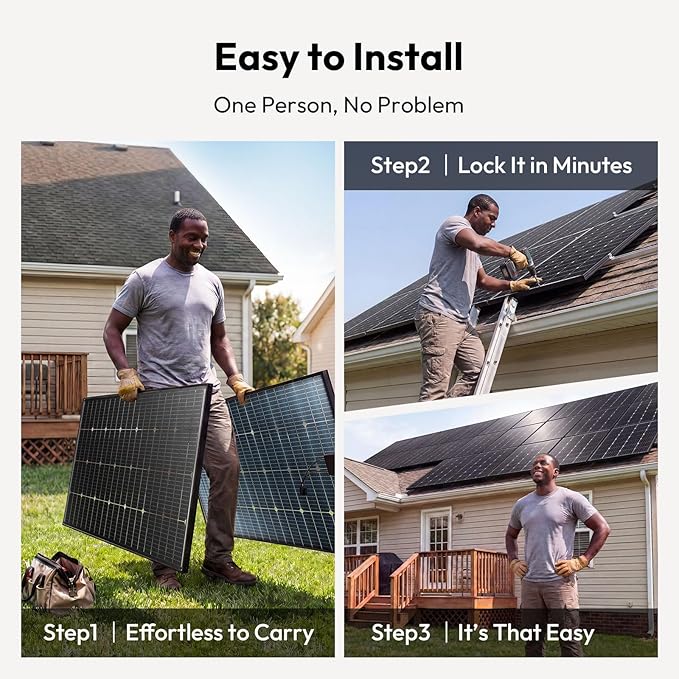 JJN Bifacial 400 Watt Solar Panels 12V 10BB Monocrystalline Solar Panel High Efficiency Solar Module for RV Home Farm Trailer Camper Marine Off Grid System(2 PCS 200 Watt)