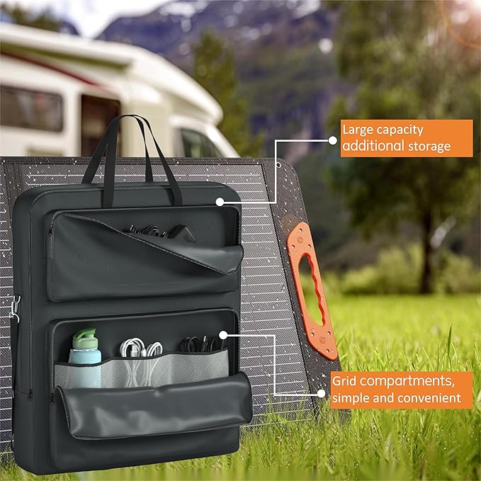 Solar Panel Storage Bag, Compatible With Jackery SolarSaga 100W 100X200W -1680D Marine Canvas+400D Nylon Lining, Suitable for 2 Solar Panels, Waterproof and Durable Solar Panel Carrier