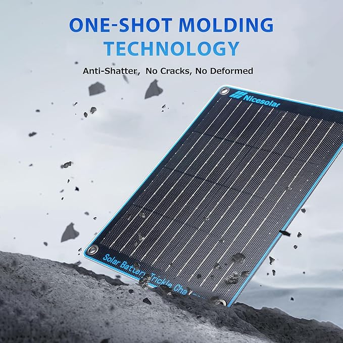 Nicesolar 10W 12V Solar Panel Car Battery Trickle Charger & Maintainer with Cigarette Lighter Plug & Alligator Clip for Car Automotive Motorcycle Boat Marine Snowmobile Watercraft RV
