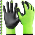 Kebada W1 Work Gloves for Men and Women, PU Coated Safety Gloves with Grip, Touchscreen, Ideal for Warehouse Package Handling, Construction, Gardening, Green Medium