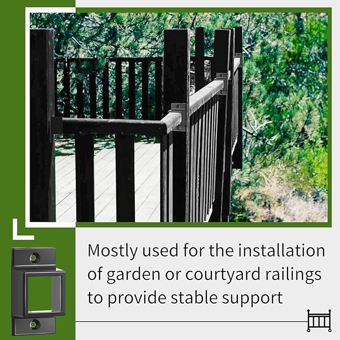 Zonon 40 Pcs 1" x 1" Black Aluminum Fence Brackets Standard Wall Mount for Rails Double Flange Metal Square Residential Black Flat Fence Brackets for Fencing Railing Mounting