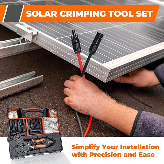30PCS Solar Crimper Tool Kit - Crimping Tool, Wire Stripper, 25 Pairs Solar Connectors, Suitcase, and 2 Spanner Wrenches for Solar Panel Cable Assembly