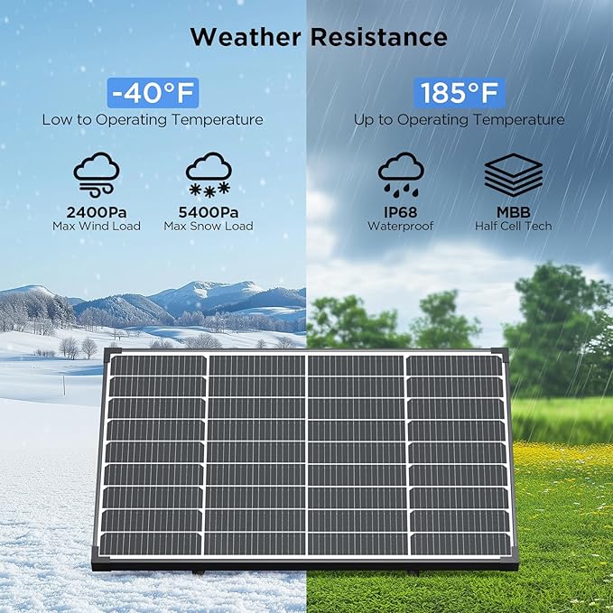 50 Watt Solar Panel,N-Type 16BB Solar Panel 50W for 12V Battery,25% High Efficiency Monocrystalline PV Module IP68 Waterproof for RV Camper Marine Rooftop Off-Grid Systems (Black)