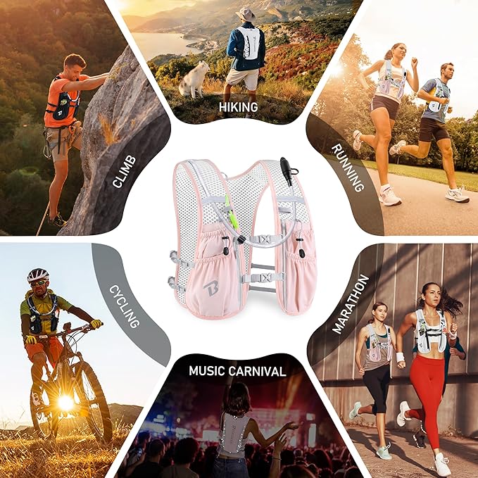 Running Vest Hydration Backpack for Men Women, 5L Lightweight Running Backpack Hydration Pack for Marathon, Trail, Cycling, Hiking, Jogging