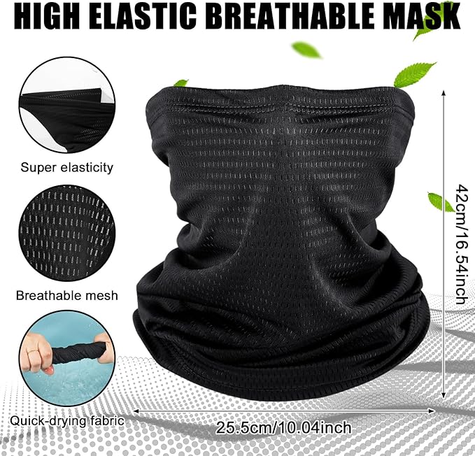 Geyoga 2 Pack Cooling Neck Gaiter Summer Breathable Balaclava Face Mask with Mesh Holes UV Protection Sun Scarf for Men Women