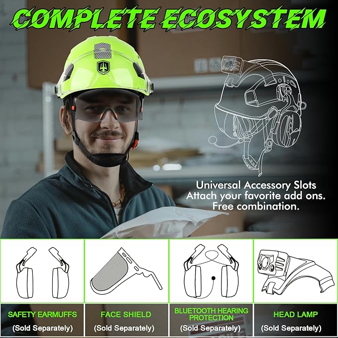 GREEN DEVIL Safety Hard Hat with Tinted & Clear Visor Vented Construction Helmet Cascos de Construccion ABS Work hardhats for Men