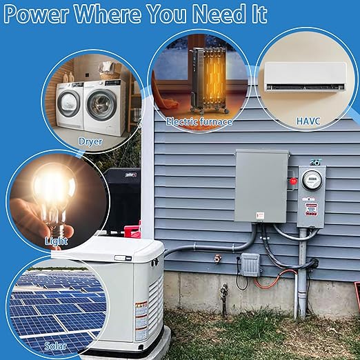 100A Manual Transfer Switch for Generator, Manual Generator Transfer Switch,100 Amp 120/240-Volt 24000W General-Duty Double-Throw Safety Switch, NEMA 3R for Outdoor and Indoor, 2P