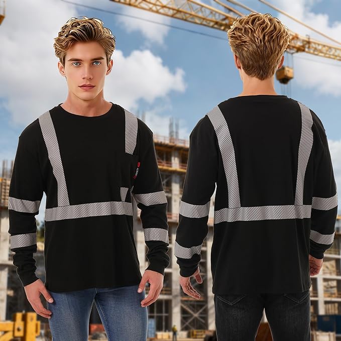 FR Shirts for Men 6 oz Hi Vis Fire Resistant Flame Resistant Long Sleeve Shirts High Visibility Cotton Welding Shirt CAT2