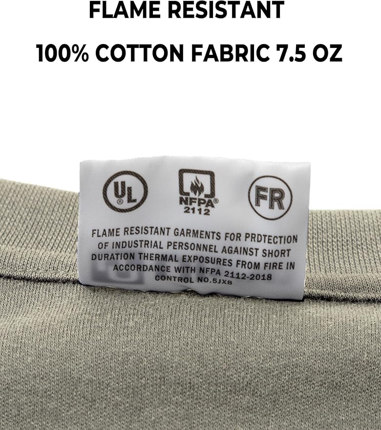 Ubon FR Shirts for Men Welding Shirt Flame Resistant Long Sleeve Work Shirts 6.5 Oz FR Clothing