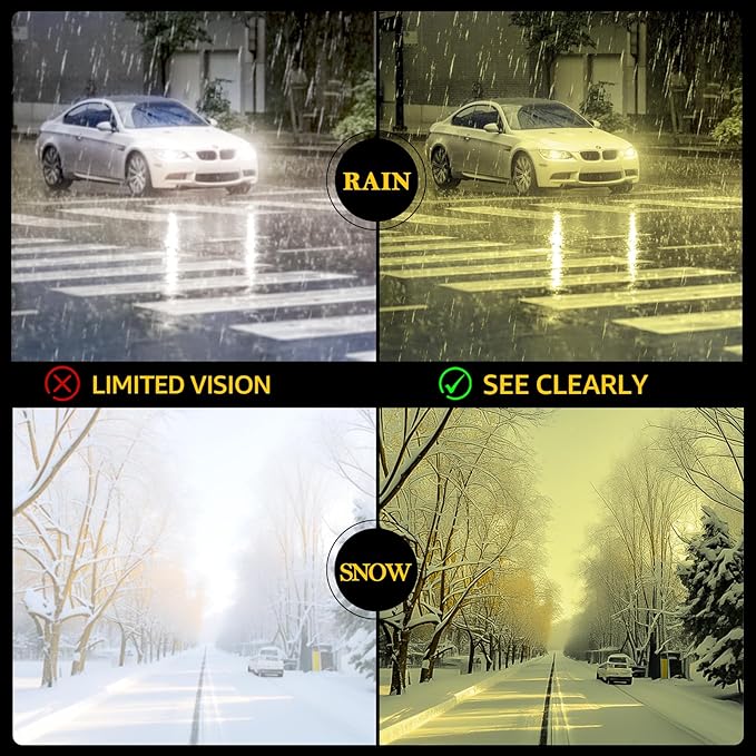 TJUTR Fit-Over Night Vision Driving Glasses for Men Women, Anti-Glare Polarized UV400 Yellow Lenses for Nighttime Safety