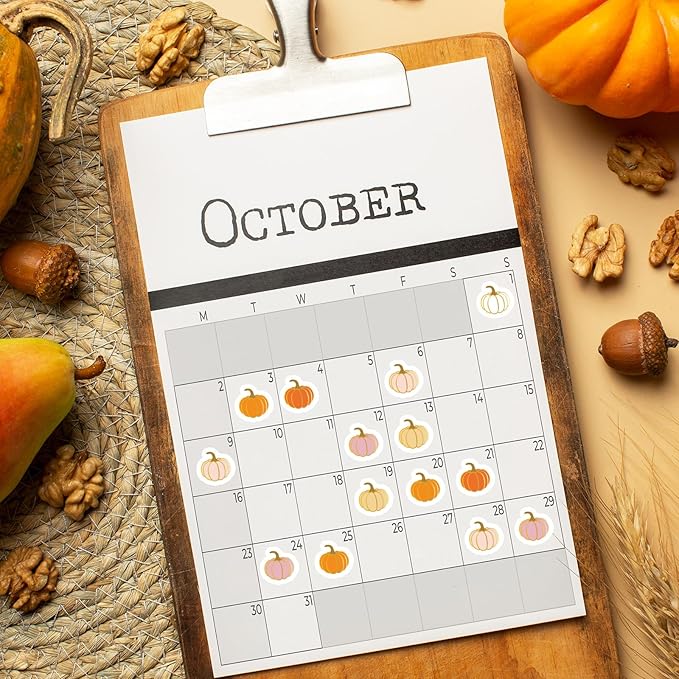 JarThenaAMCS 2400 Pcs Fall Mini Pumpkin Stickers Pink Orange Pumpkin Paper Decals Autumn Adhesive Incentive Stickers for Thanksgiving Teacher Rewards DIY Crafts Gift Wrapping