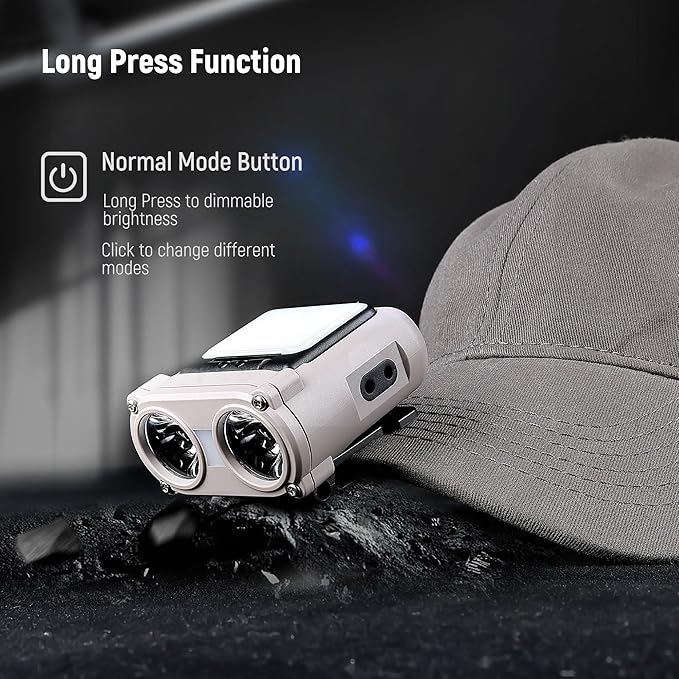 LED Hard Hat Light, 800Lumens Rechargeable Dimmable Clip on Cap Lights, 180°Adjustable Hat Flashlight Headlamp Waterproof for Running, Camping, Hunting, Cycling (Olive Green)