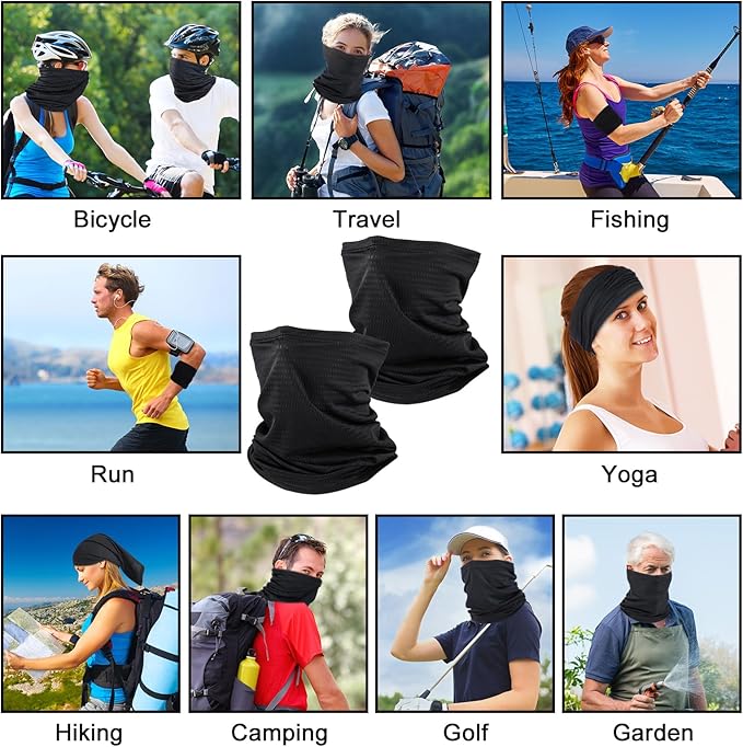 Geyoga 2 Pack Cooling Neck Gaiter Summer Breathable Balaclava Face Mask with Mesh Holes UV Protection Sun Scarf for Men Women
