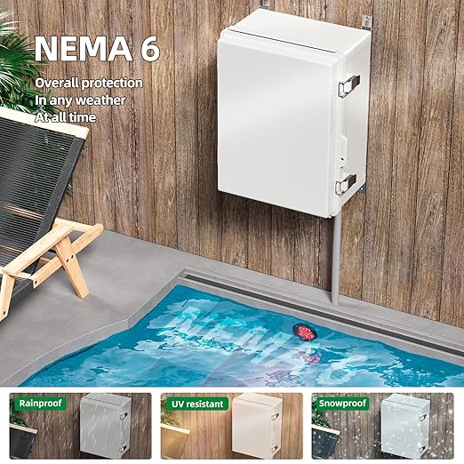 UL Certified Junction Box, NEMA 6 Weatherproof 94V-0 Flame Retardant, Plastic Electrical Enclosure for Industrial Projects, Includes Mounting Plate (Grey Cover, 16.1"x12.2"x7.1")