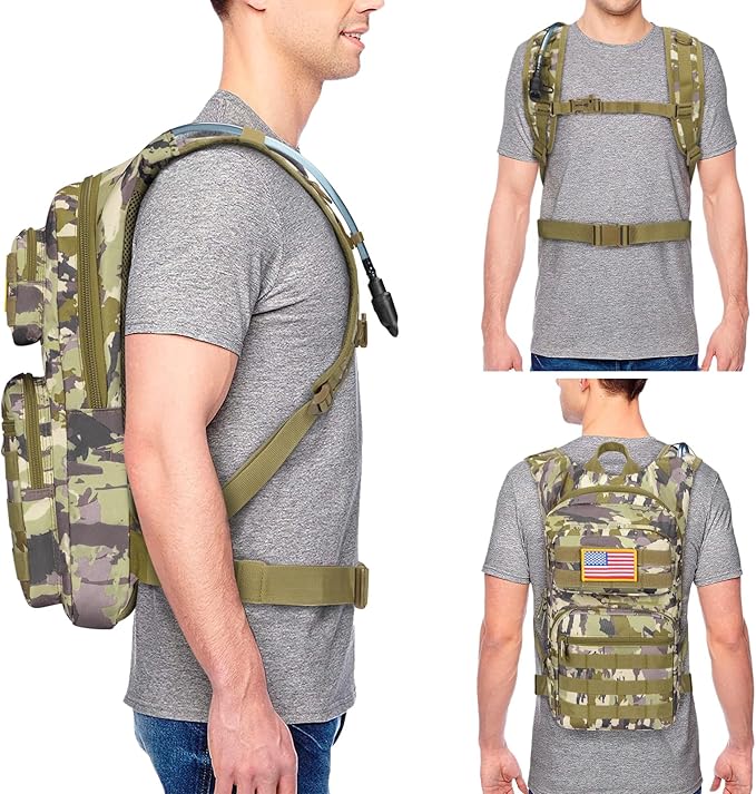NOOLA Hydration Backpack with 3L TPU Water Bladder, Tactical Molle Water Backpack for Men Women, Hydration Pack for Hiking, Biking, Running and Climbing