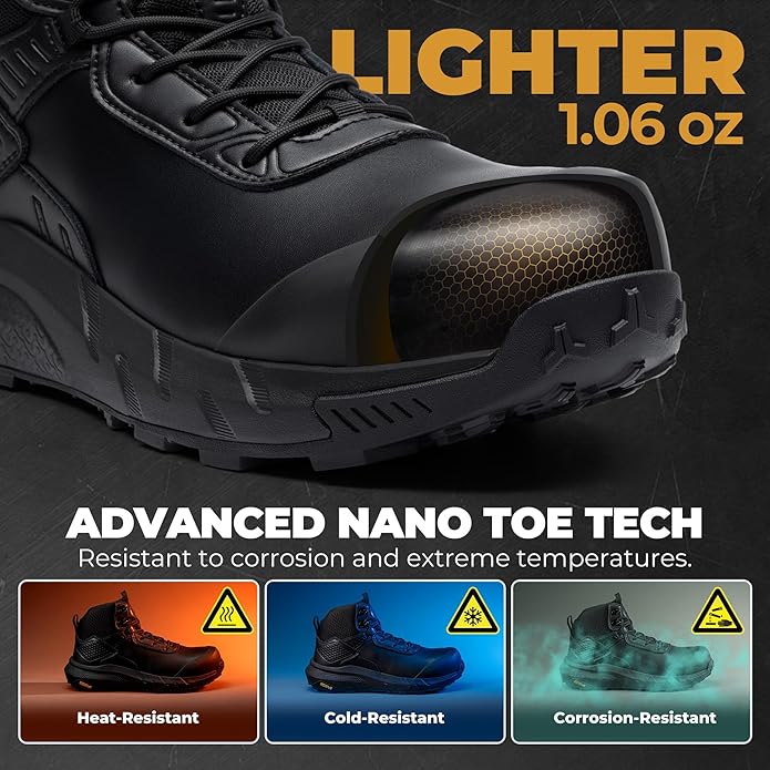NORTIV 8 Composite Toe Boots for Men – Waterproof Lightweight Non-Slip ASTM F2412-24 & ASTM F2913-24 Safety Work Boots for Warehouse & Construction VaporGuard-Nano