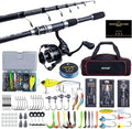 Goture Fishing Rod and Reel Combo, Red Telescopic Fishing Pole with Full Starter Kit & Carrier Bag, Portable 24T Travel Spinning Rod for Bass Trout, Freshwater Beginners Gift