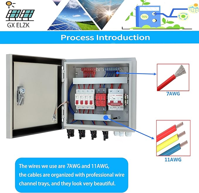 Hardcover Solar Combiner Box with 4 Strings, 80 A Circuit Breakers. This pv Combiner Box is Suitable for Off-Grid Solar Power High-Power Version