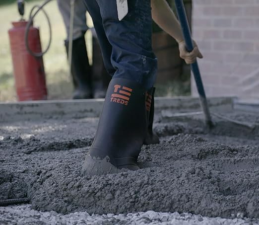TREDS Rubber Concrete Boot, Pull-On Overboot for Construction, Mud & Snow, Size XS (4-5.5), 17" Ht, Black