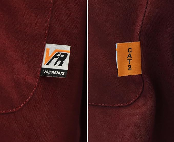 VATRENUS FR Shirts Crewneck 5.5oz Lightweight Flame Resistant 100% Cotton Men's Pre-Washed Fire Retardant Workwear