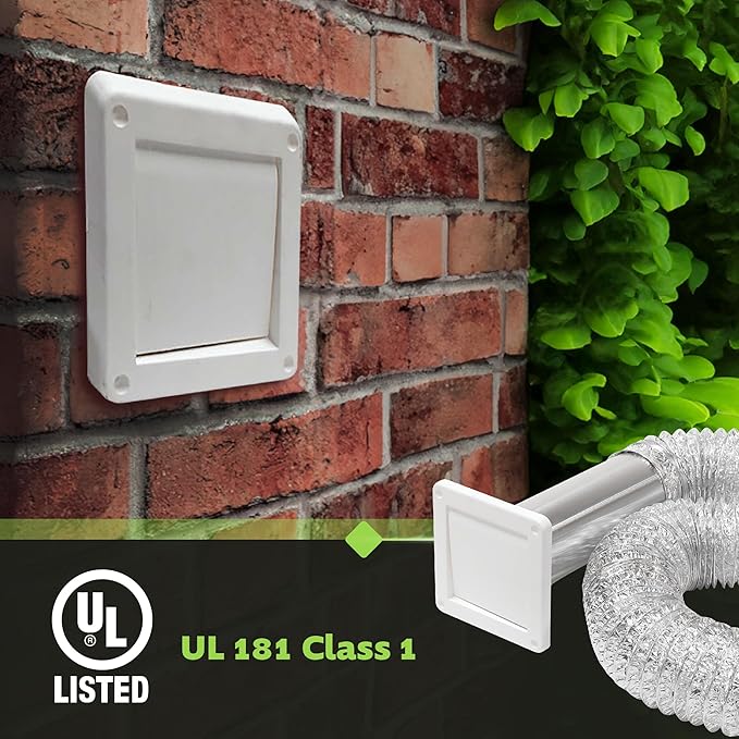 Homewerks HW481-UL181 Wall Vent Duct Kit for Exhaust Fan Made in USA, Aluminum