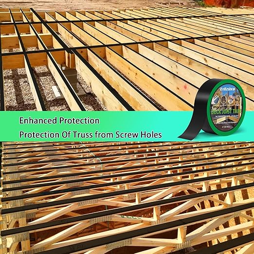 Joist Tape,2" X 50' Butyl Deck Joist Tape,Waterproof Joist Tape for Decking,Deck Joist Flashing Tape for Deck Joists,Wood Beams Building Joists(16 Rolls)