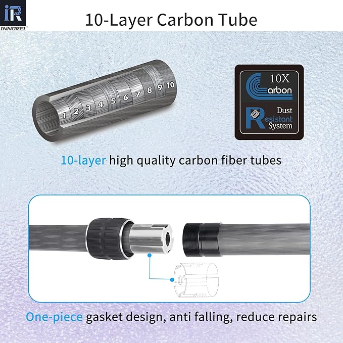 INNOREL ER222C Universal Carbon Fiber Tripod Center Column Extension Pole Extender - Two-Section Mid-Column Extension Rod Pole for Monopod DSLR Camera - 22.2mm Max Tube