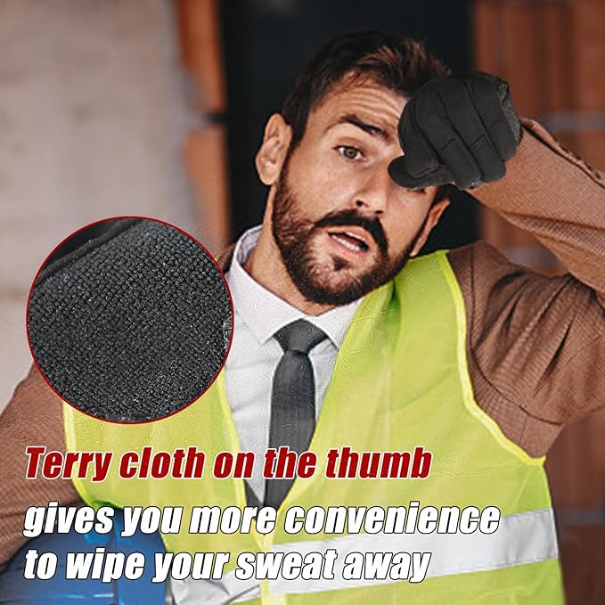HANDLANDY Mens Work Gloves Touch screen, Utility Mechanic Gloves, Flexible Breathable Fit- Padded Knuckles & Palm