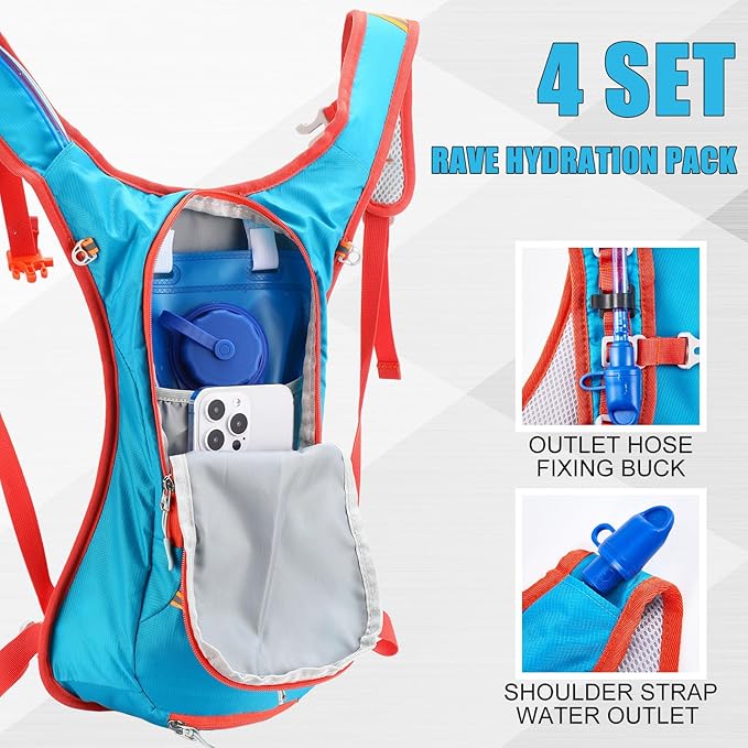 4 Pack Hydration Backpack with 2L Water Bladder Lightweight Hydration Backpack Pack for Men Women Hiking Cycling Camping Running Climbing