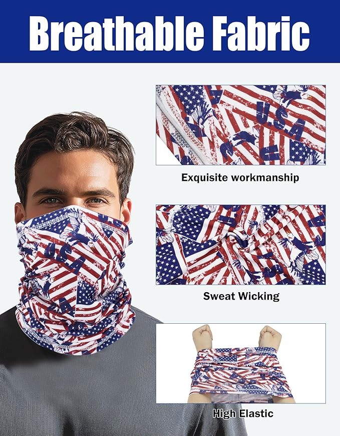 JHYWELL Cooling Neck Gaiter Face Mask, UV Protection Masks Gator, Windproof Bandana for Skiing, Fishing, Hiking, Cycling