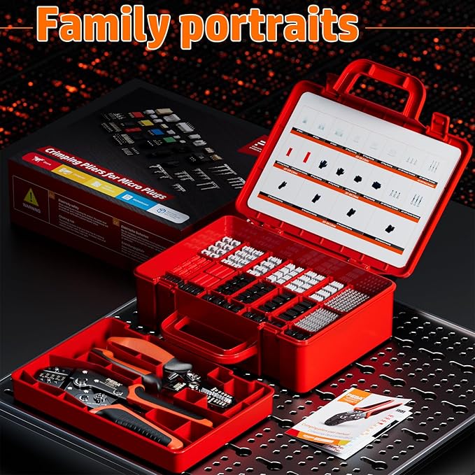 PEBA Crimping Tool and JST Connector Kit - 20 Types of 2.5 mm JST-XH Connectors & Crimp Pins, 2.5 mm JST-SM & JST-SYP Housings and Contacts, for DIY Electronics - Suitable for AWG 32-20 Wires