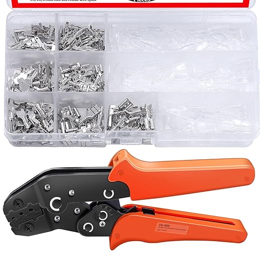 Twidec/360Pcs 2.8/4.8/6.3mm Quick Splice Male and Female Wire Spade Connector Crimp Terminal Block Assortment Kit with Insulating Sleeve for Electrical Wiring Car Audio Speaker with Crimping Pliers