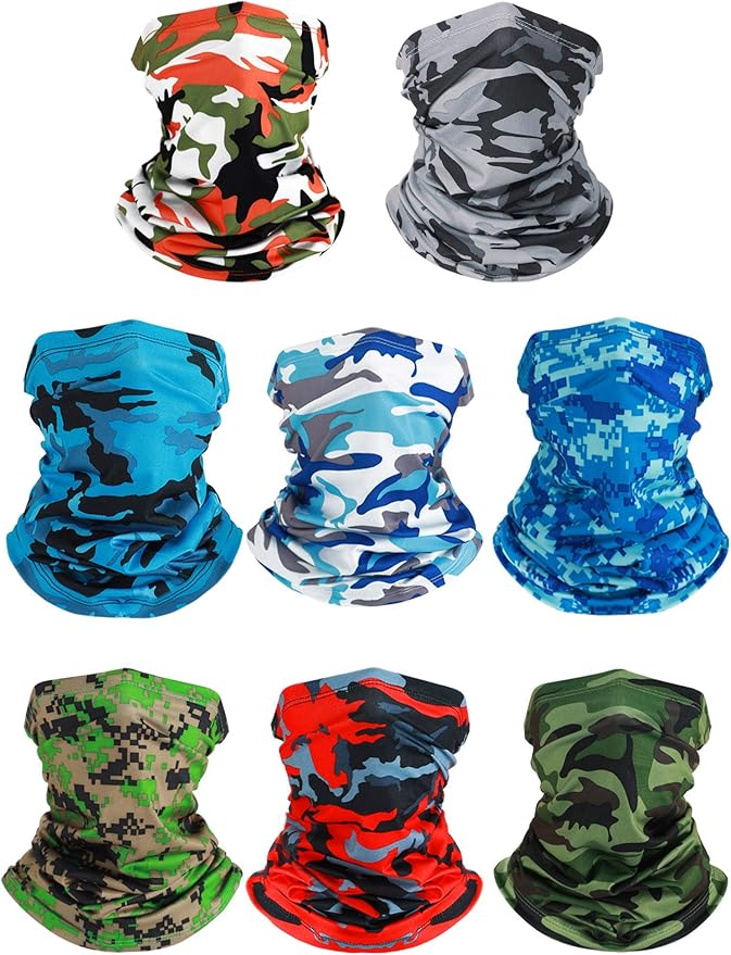SATINIOR Summer Camo Neck Gaiter UV Protection Cooling Face Mask Sun Hood Bandanas for Men Women Sunscreen Breathable Bandana