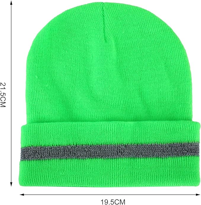 Geyoga 2 Pack Reflective Beanie Hat, High Visibility Knit Beanie with Reflective Strip, Night Running & Outdoor Work Safety