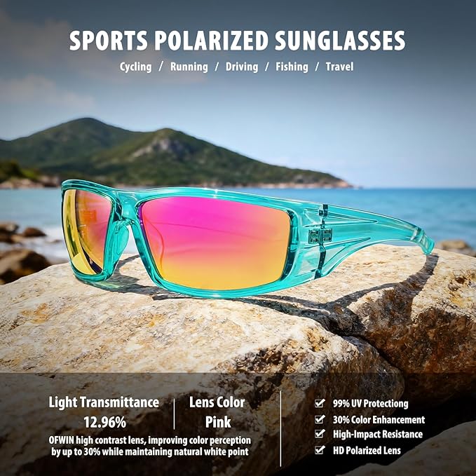 Polarized Sports Sunglasses for Men Women Unbreakable Frame Cycling Fishing Wrap Around Sunglasses UV400 Protection