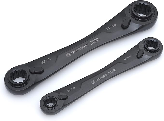 Crescent 2 Piece X6™ 4-in-1 Black Oxide Spline Ratcheting SAE Wrench Set - CX6DBS2
